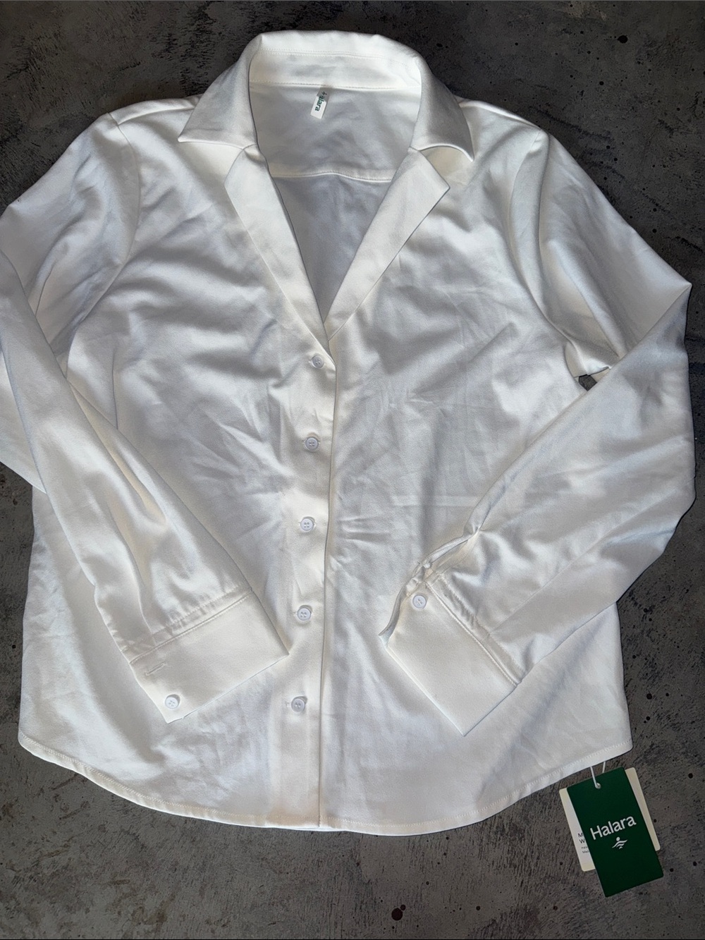 HALARA White Button-Down Relaxed Fit Shirt
